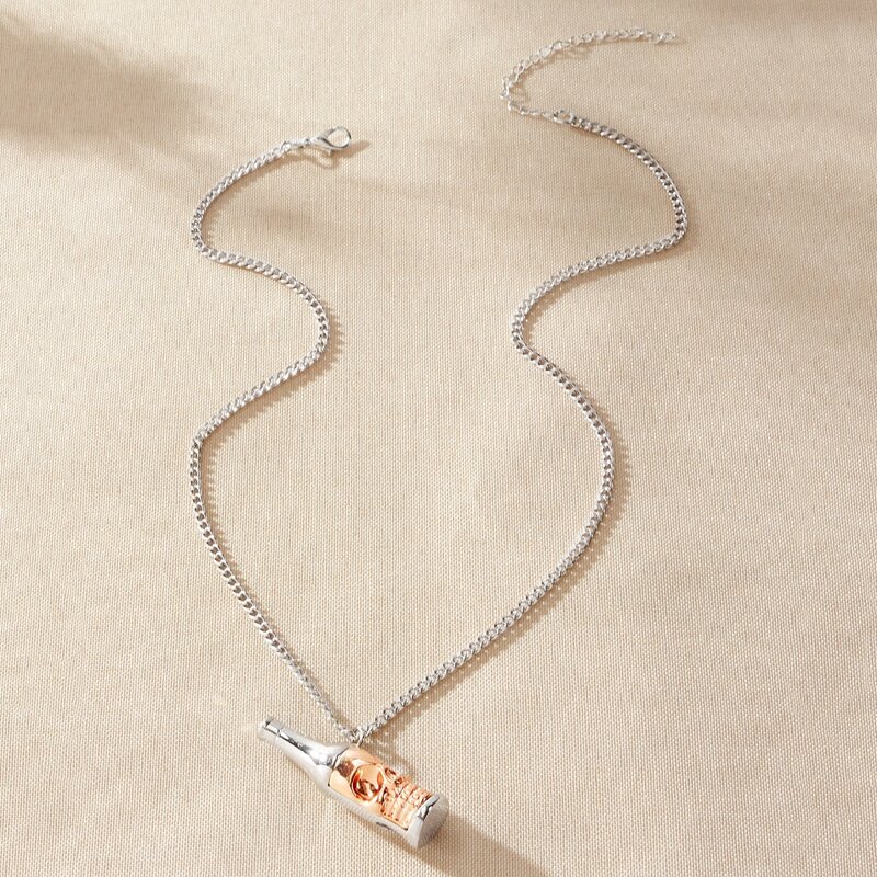 

Skeleton Bottle Pendant Necklace, Silver