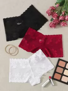 3pack Sexy Lace Panty Set Lingerie - Multicolor - View 1