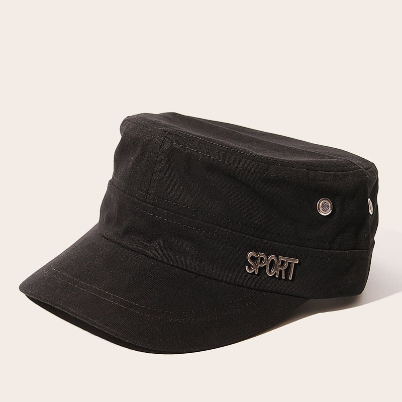 

Guys Letter Decor Baker Boy Hat, Black