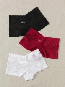 3pack Sexy Lace Panty Set Lingerie - Multicolor - View 3