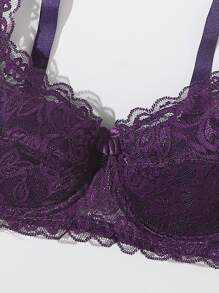2 件装花卉蕾丝钢圈文胸套装内衣 - 彩色 - 查看 4