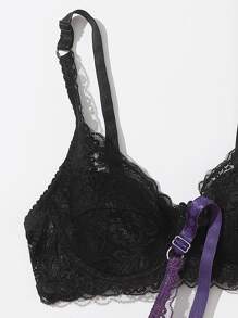 2 件装花卉蕾丝钢圈文胸套装内衣 - 彩色 - 查看 5