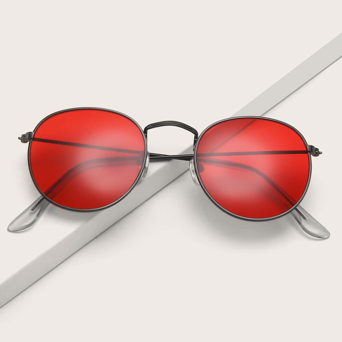 

Metal Frame Tinted Lens Sunglasses, Red