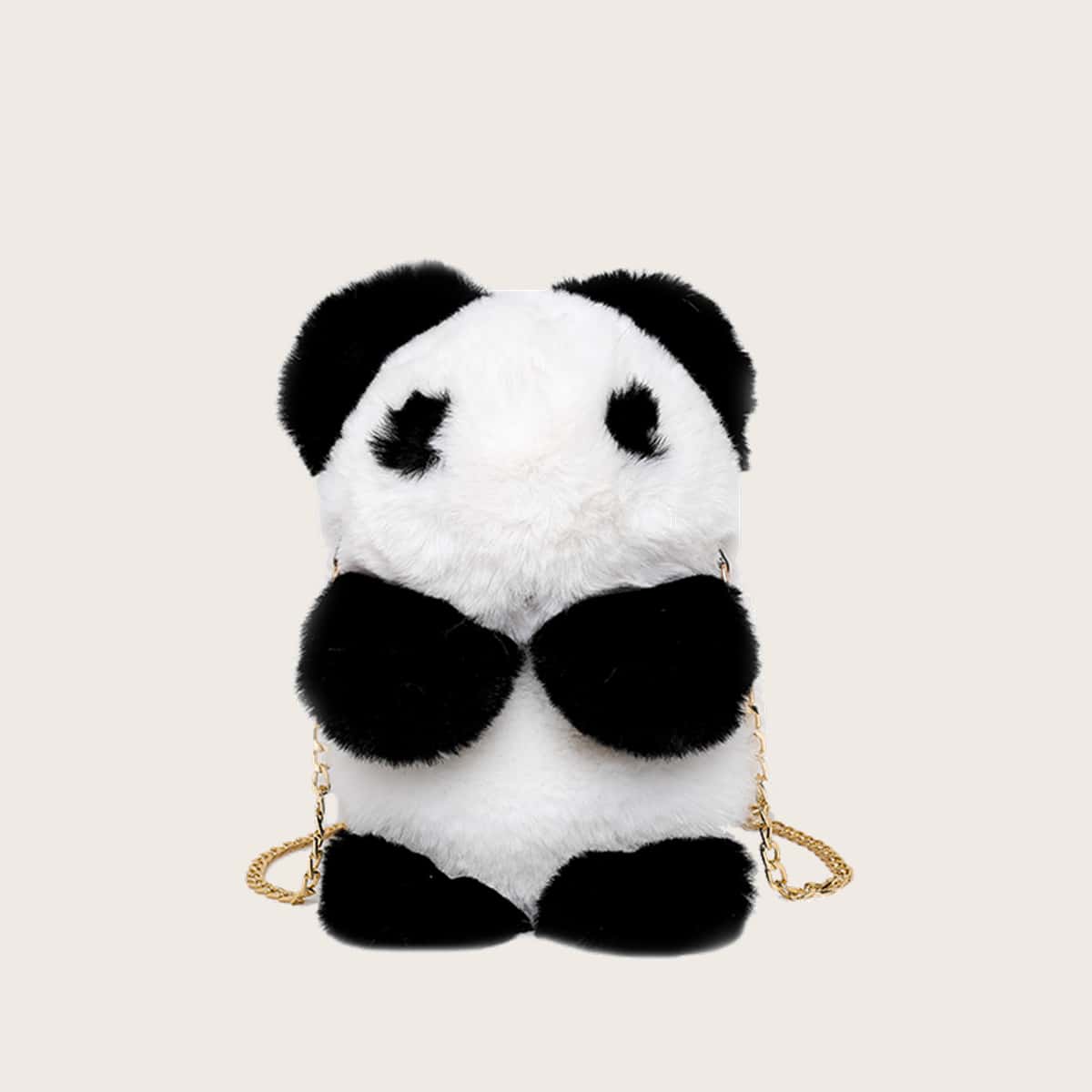 

Panda Chain Crossbody Bag, Black and white