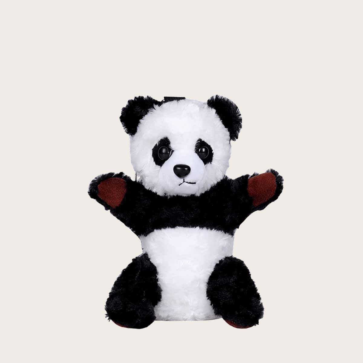 

Panda Fluffy Crossbody Bag, Black and white