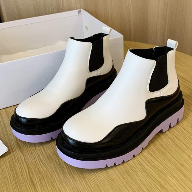 

Colorblock Chelsea Ankle Boots, White