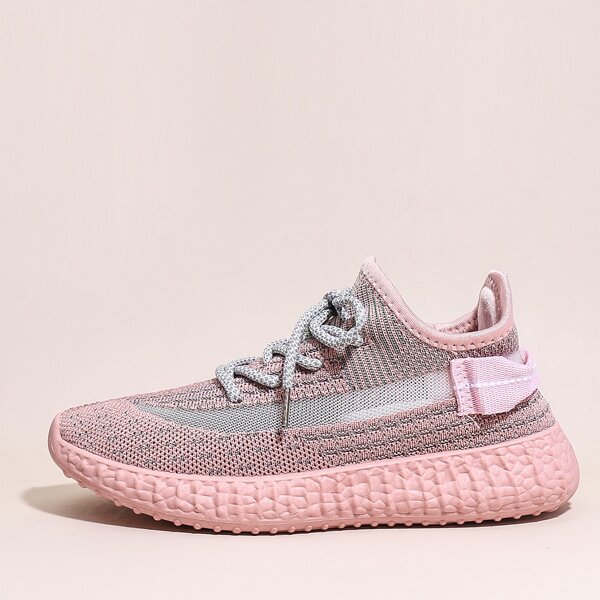 

Lace-up Decor Wide Fit Sneakers, Pink