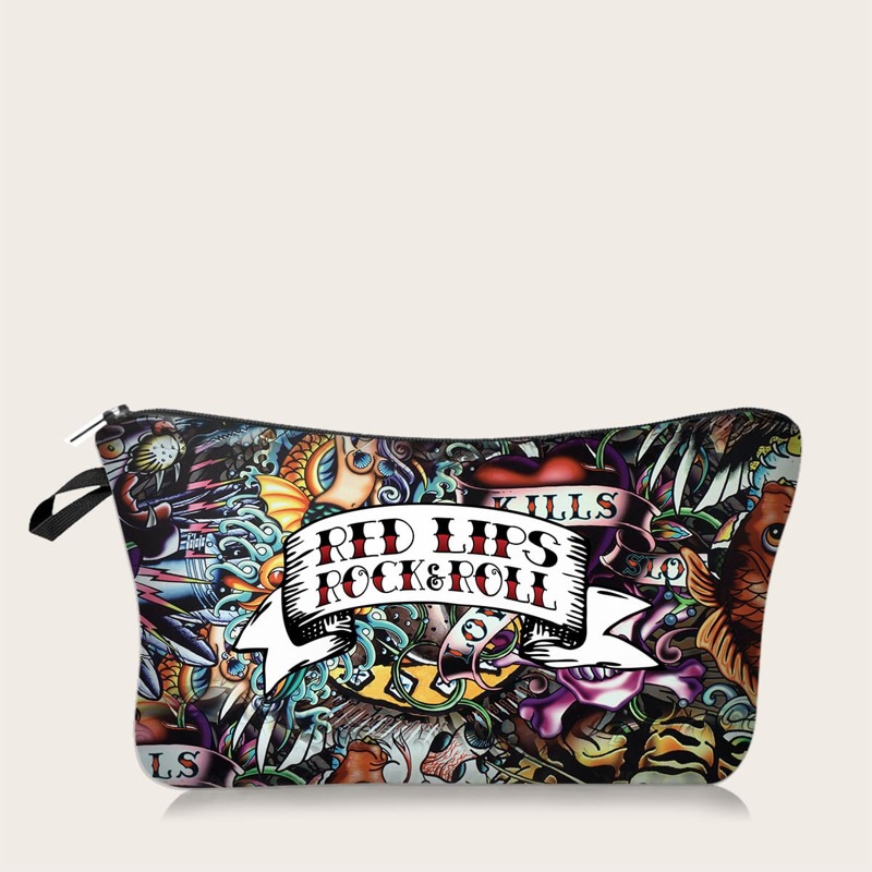 

1pc Graphic Makeup Bag, Multicolor