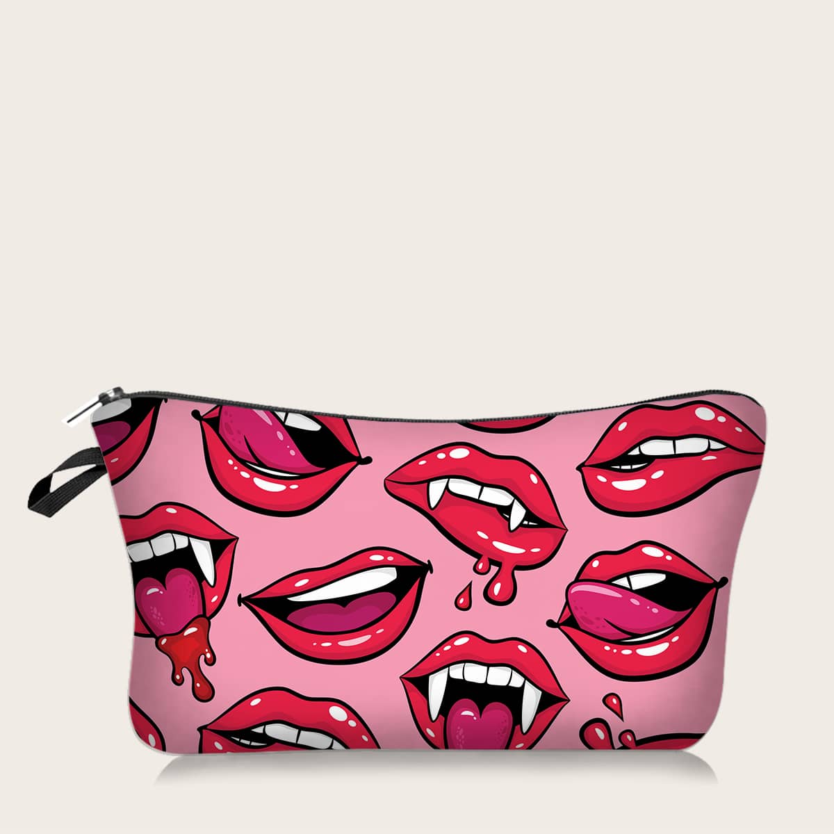 

1pc Lip Print Makeup Bag, Red