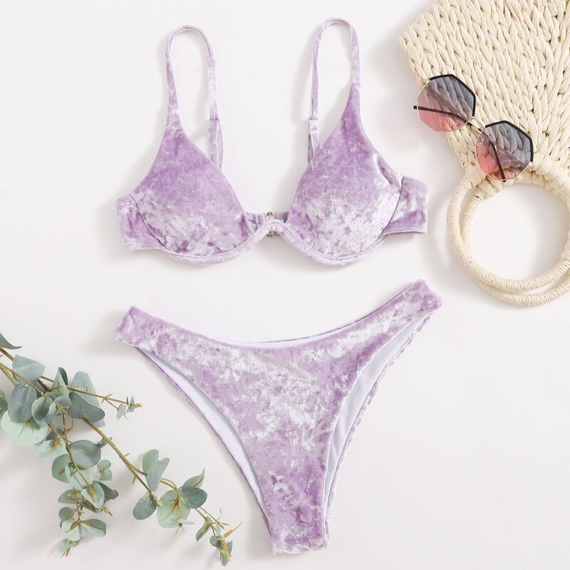 

Velvet Underwire Bikini Swimsuit, Pastel lilac purple