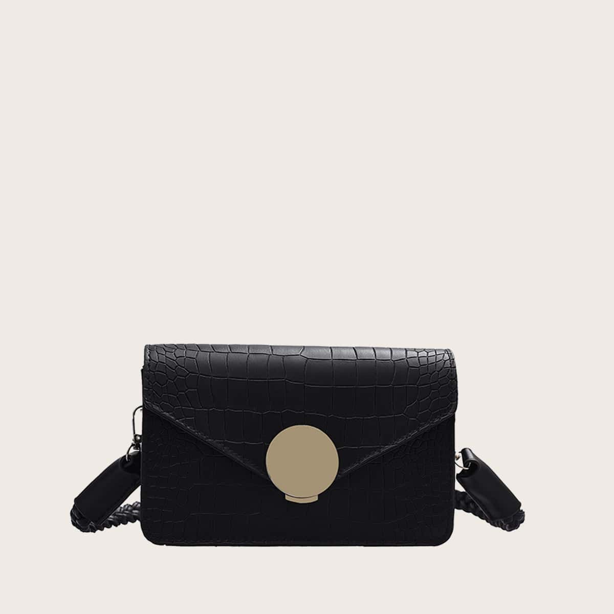 

Croc Braided Strap Tote Bag, Black