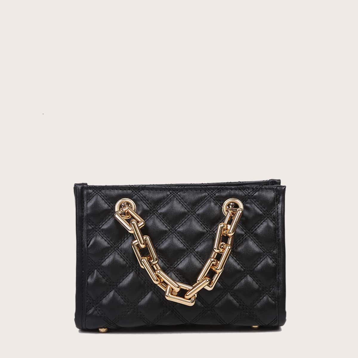 

Quilted Chain Crossbody Bag, Black