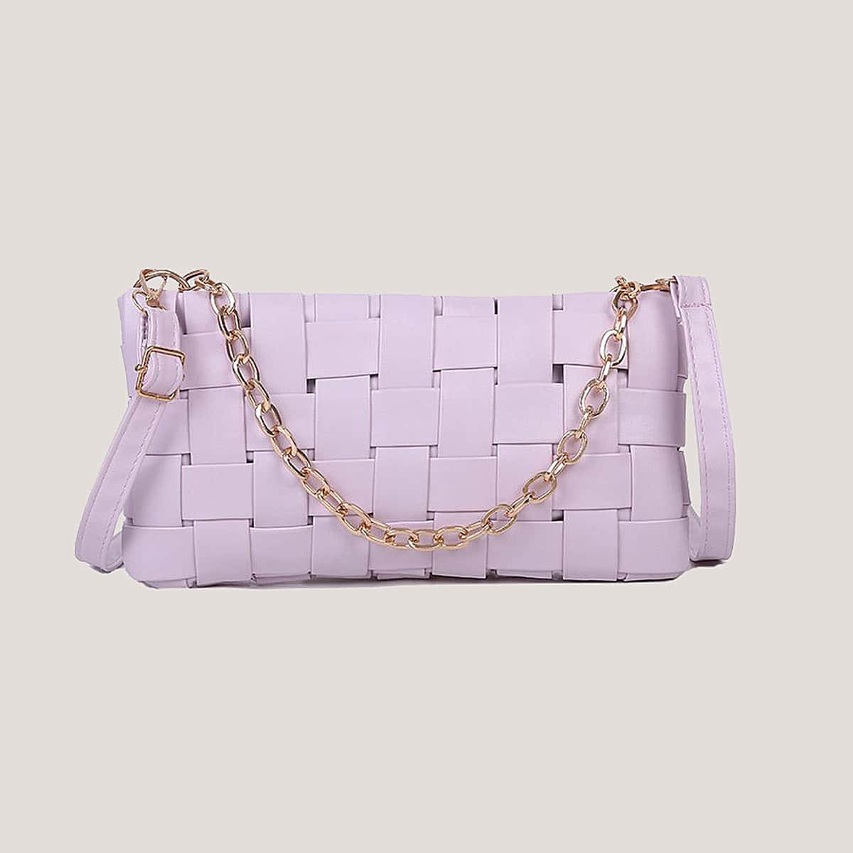 

Braided Chain Satchel Bag, Pastel lilac purple