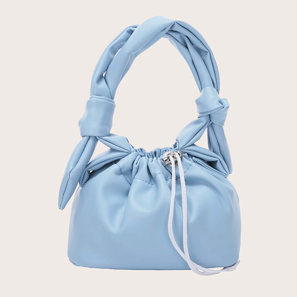 

Knot Chain Ruched Bag, Pastel baby blue