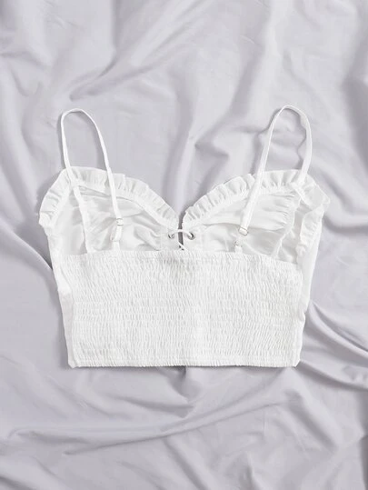 レースアップフロント シール クロップキャミトップ