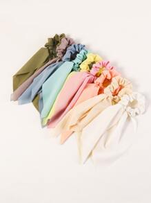 9pcs Multicolor Scrunchies Scarf Cute Bow,Dopamine Hair Ties Ponytail Holders Hair Elastics Hair Rope, Hair Bobbles Hair Accessories Head Accessories - Multicolor - View 2