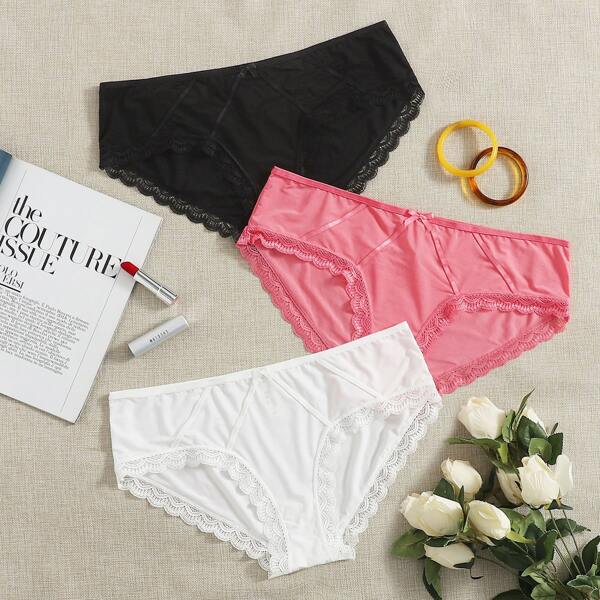 

3pack Plus Lace Trim Panty Set, Multicolor
