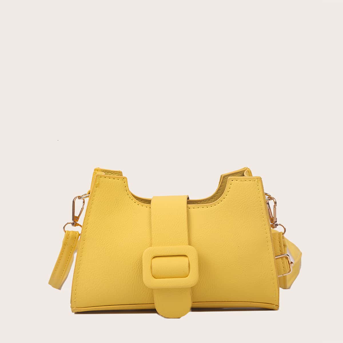 

Solid Buckle Crossbody Bag, Yellow