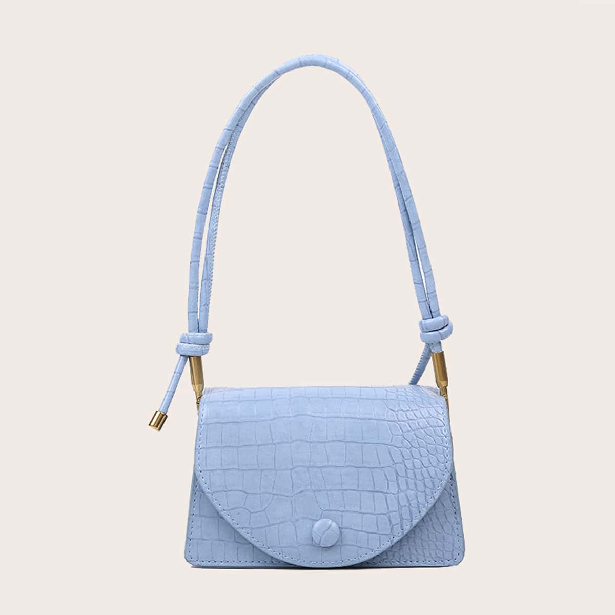 

Croc Embossed Flap Crossbody Bag, Pastel baby blue