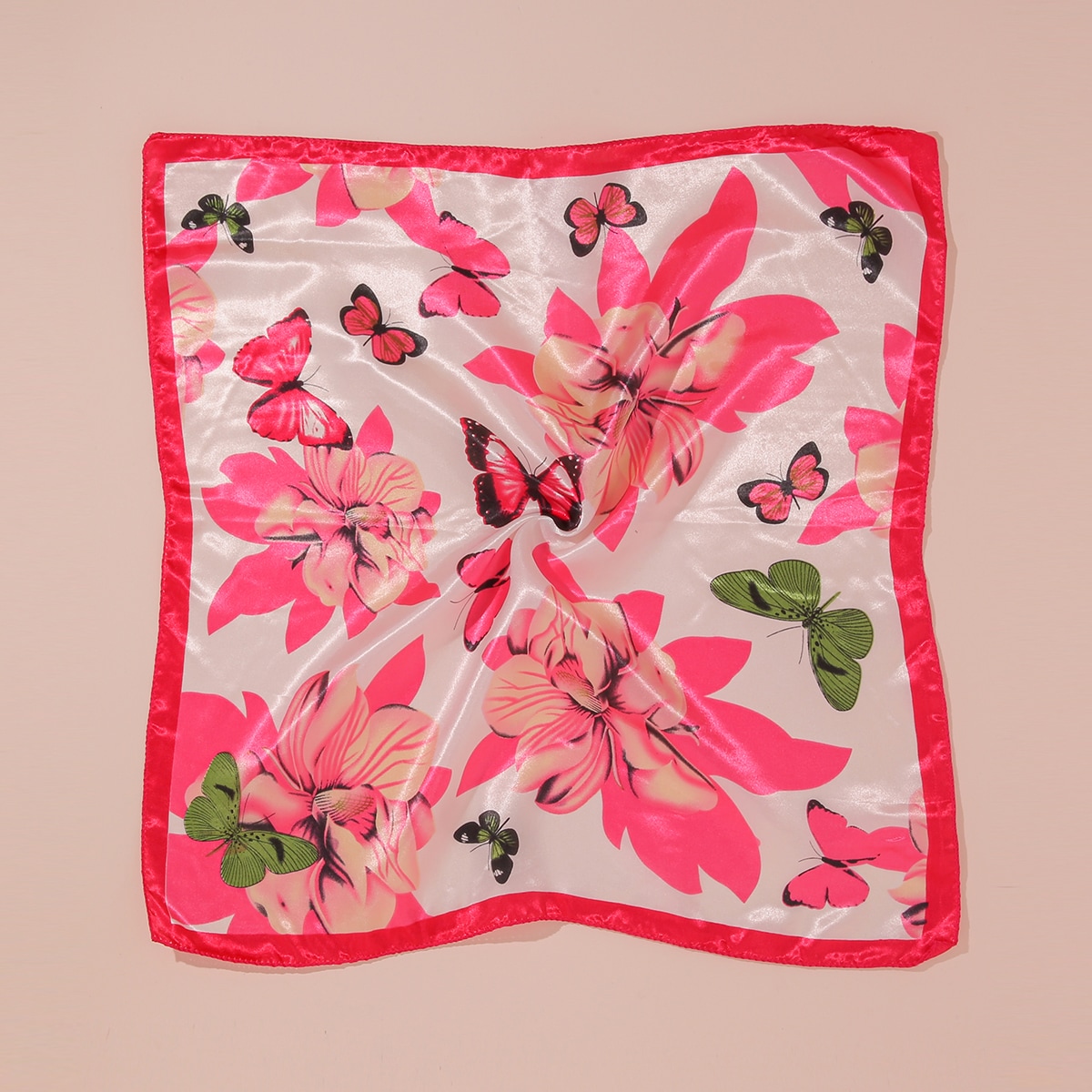 Image of Butterfly Floral Printed Square Scarf