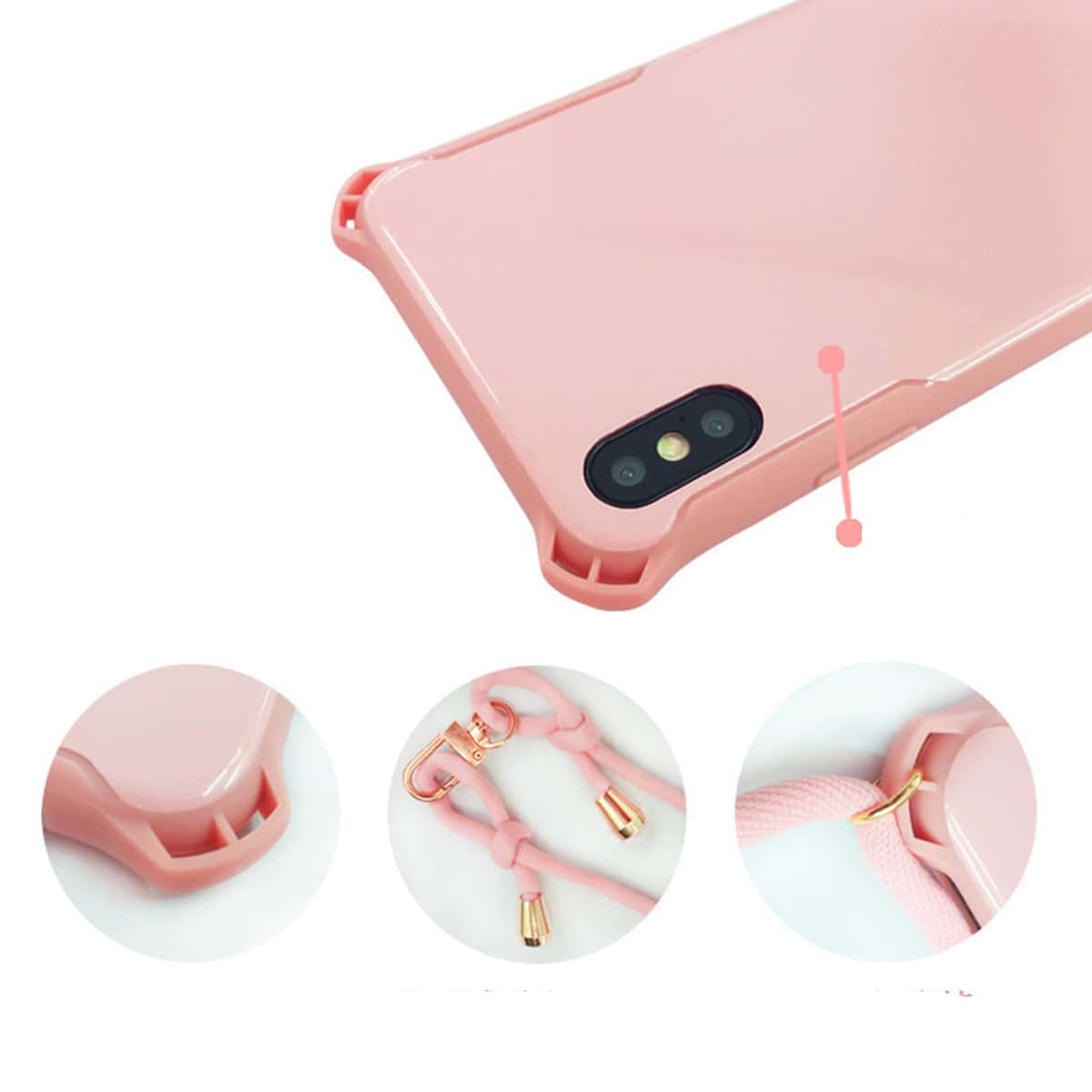 

Solid Lanyard iPhone Case, Pastel baby pink