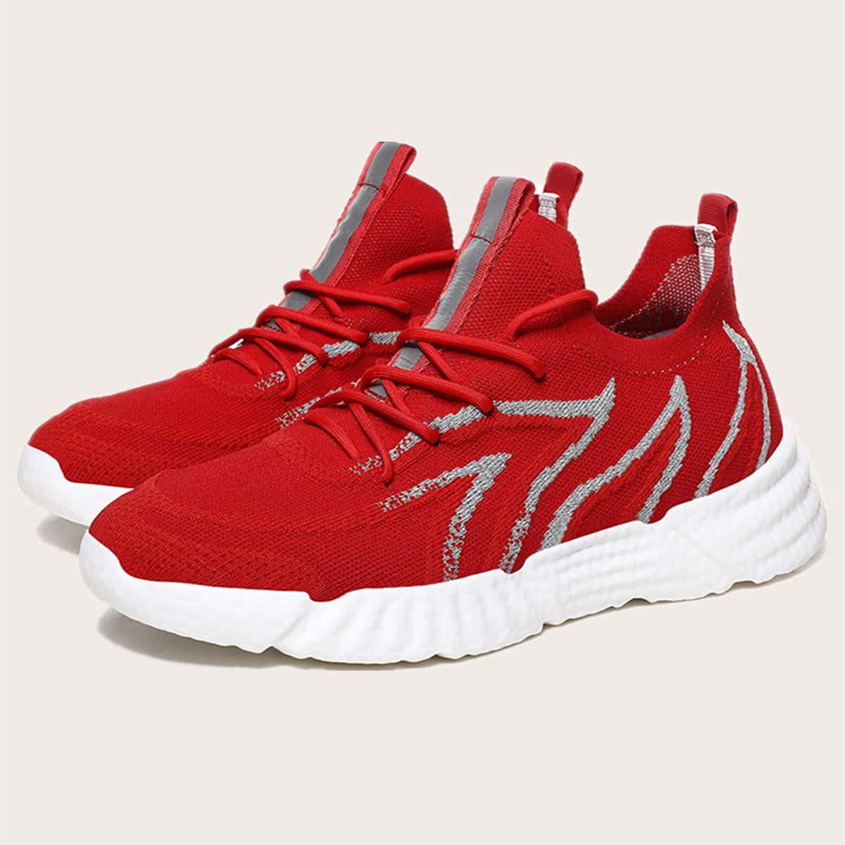 

Guys Lace-up Front Low Top Knit Sneakers, Red