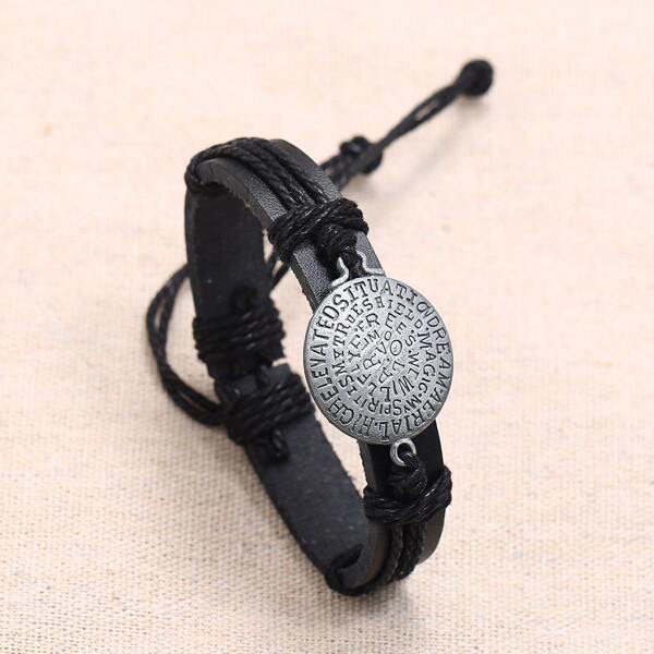 

Men Letter Design Bracelet, Black