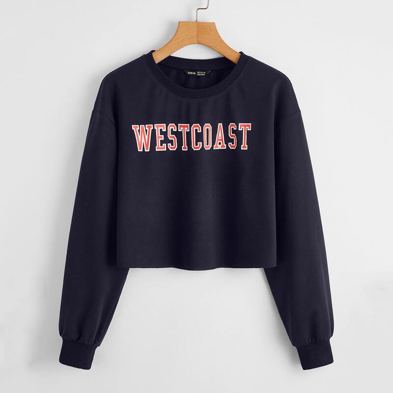 

Letter Graphic Drop Shoulder Pullover, Navy blue