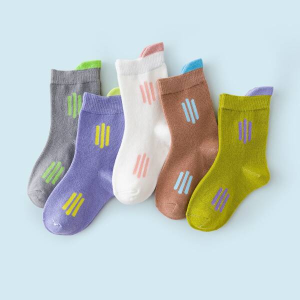 

5pairs Toddler Kids Simple Socks, Multicolor