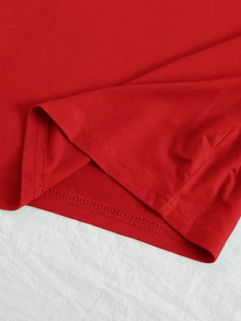 SHEIN EZwear 標語圖案短版上衣 - 紅色 - 查看 3