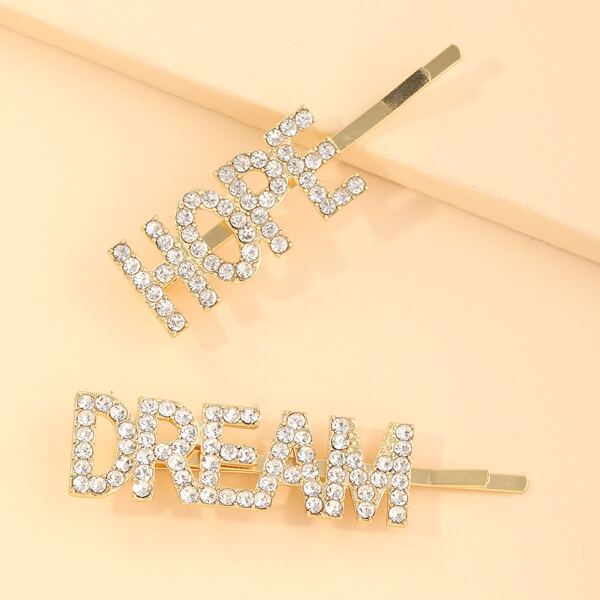 

2pcs Toddler Girls Rhinestone Decor Bobby Pin, Multicolor
