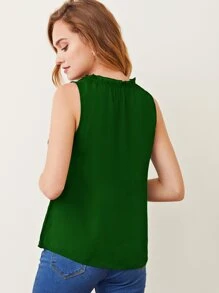 BizChic Frill Trim Notched Neck Sleeveless Top - Green - View 2