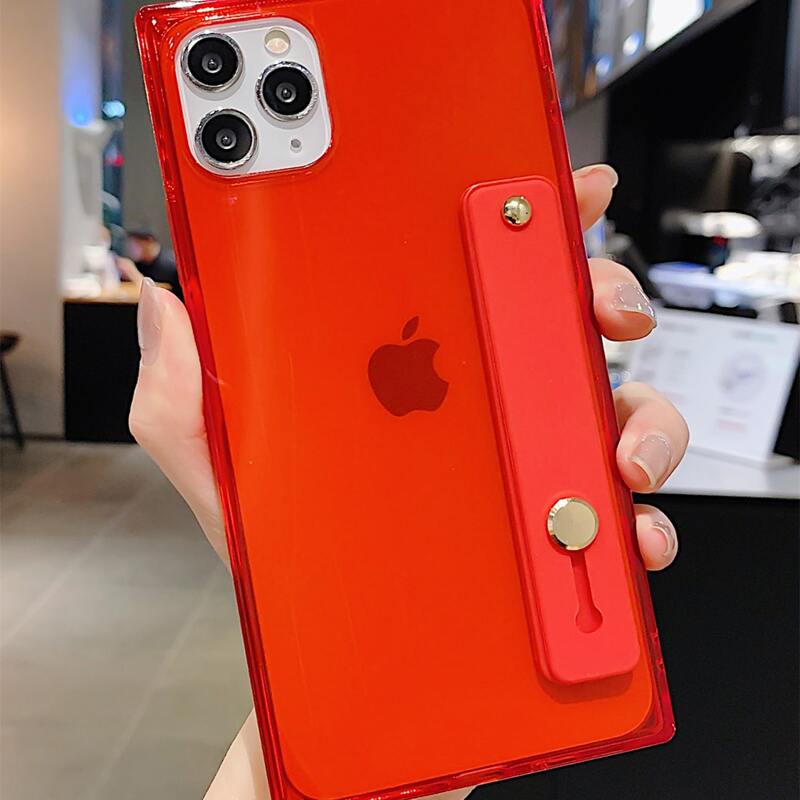 

Hand Strap Clear iPhone Case, Red clear
