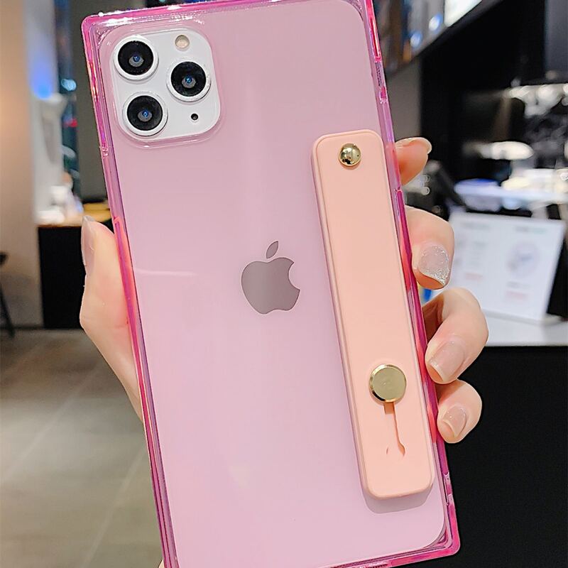 

Hand Strap Clear iPhone Case, Pink clear