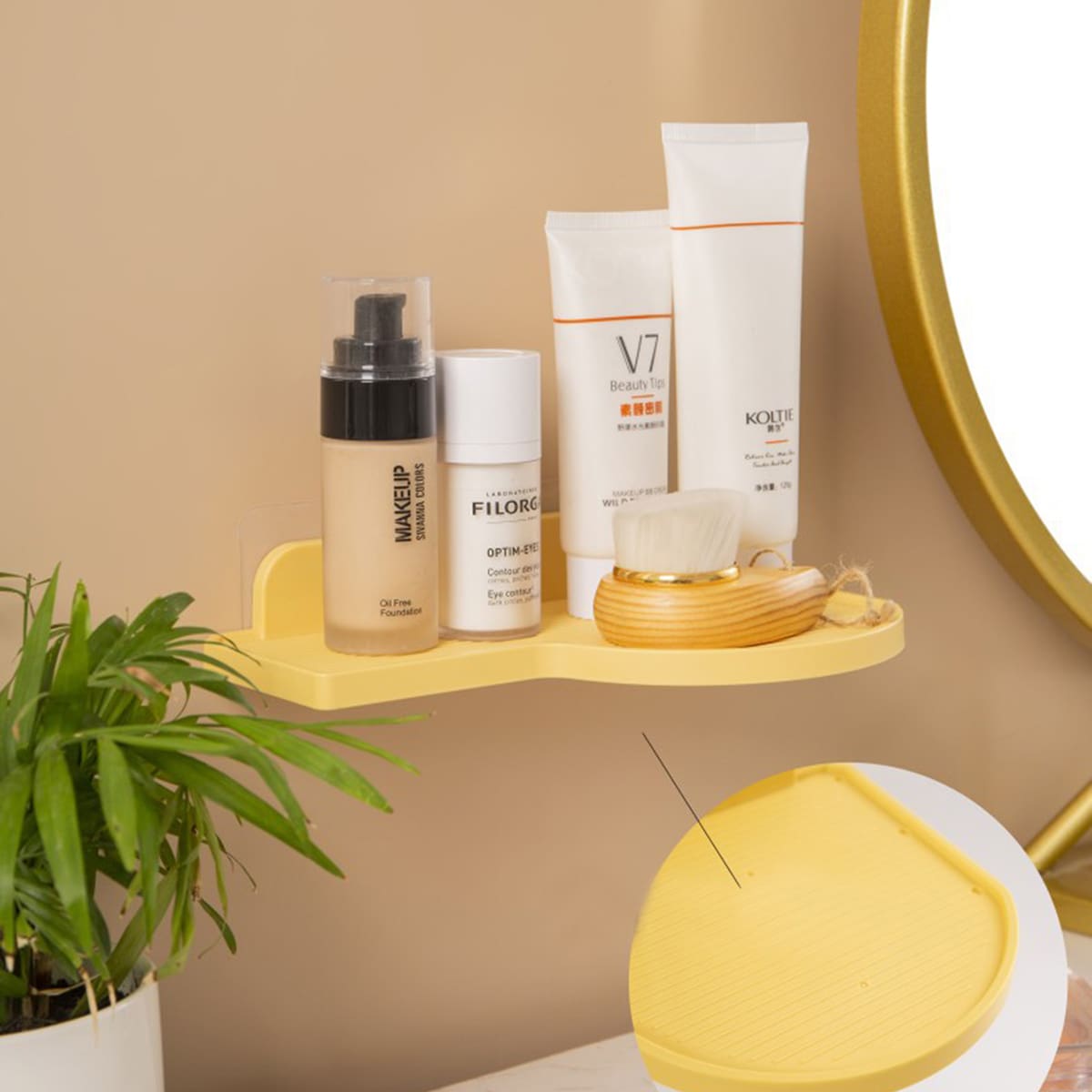 

1pc Wall Mounted Bathroom Rack, Yellow