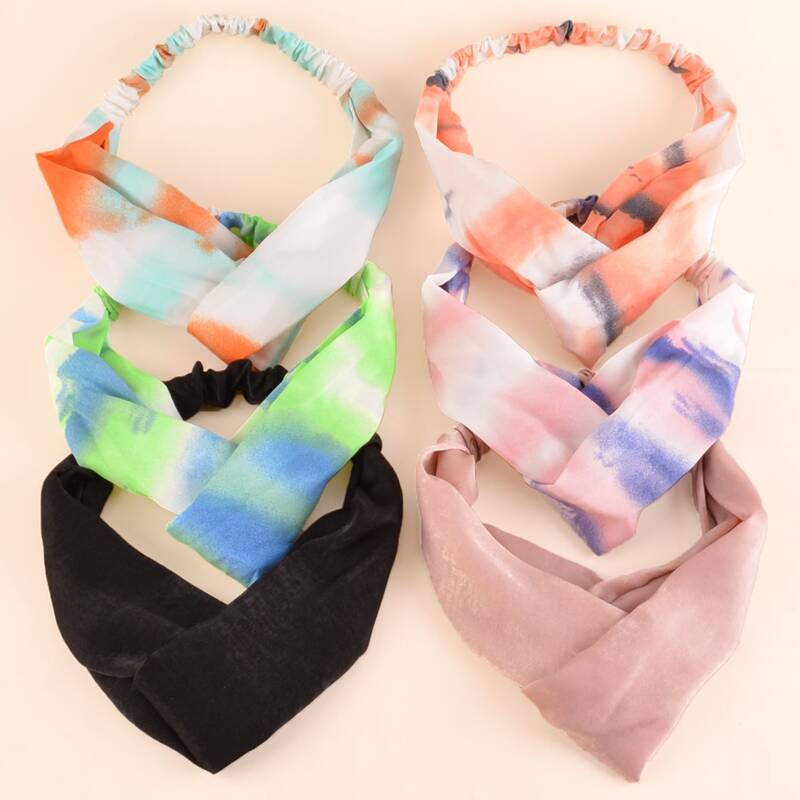 

6pcs Tie Dyed Head Band, Multicolor