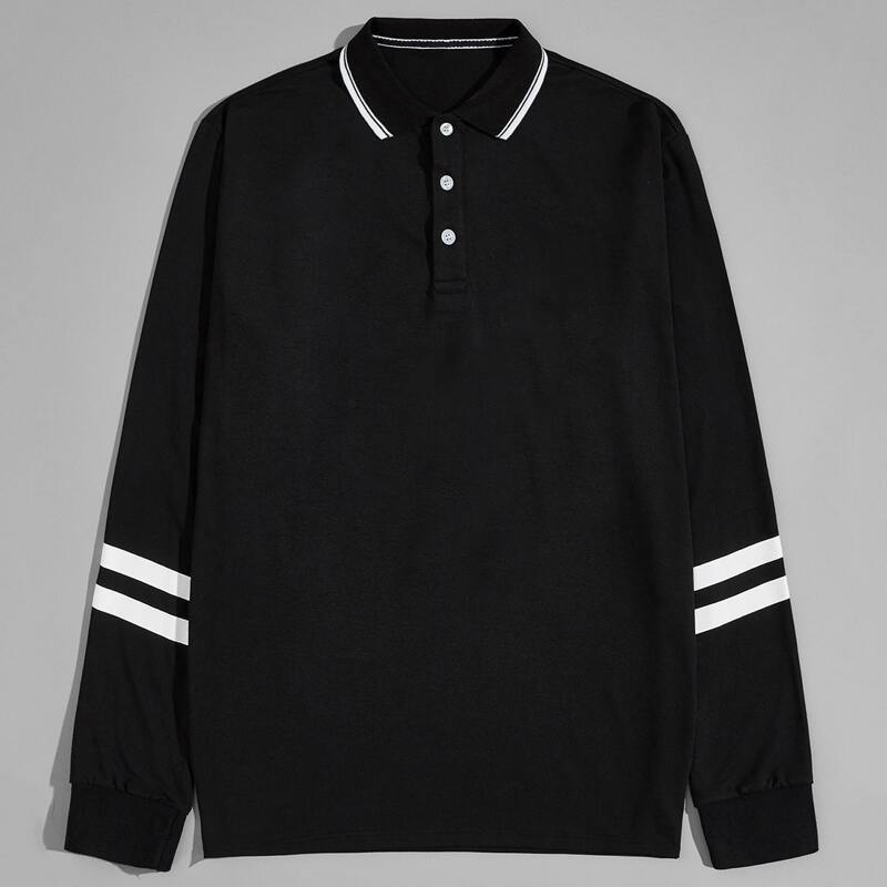 

Guys Varsity Striped Polo Shirt, Black