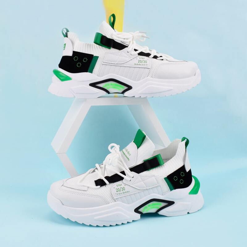 

Guys Lace-up Decor Mesh Chunky Sneakers, White