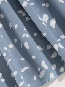 SHEIN LUNE 大碼褶邊腰斑點圖案半身裙 - 霧霾藍 - 查看 3
