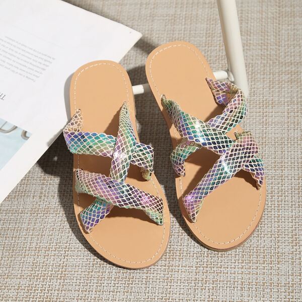 

Toddler Girls Cross Strap Slides, Multicolor