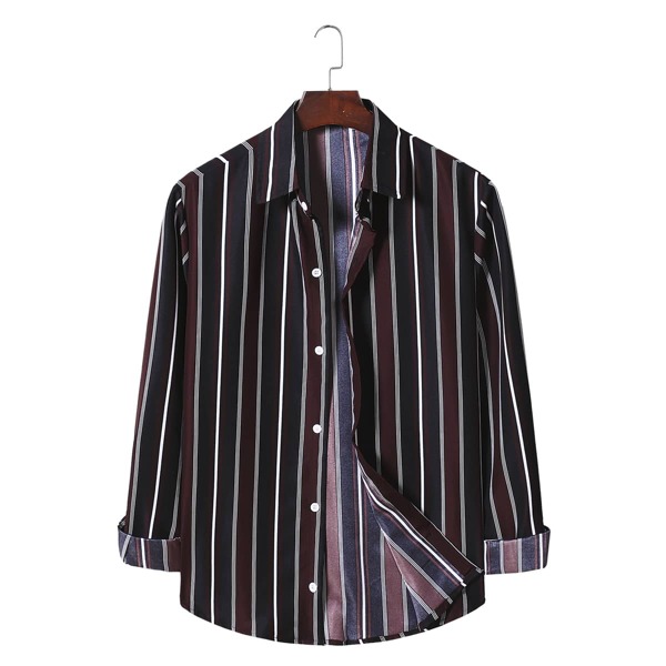 

Men Vertical Striped Button Up Shirt, Multicolor