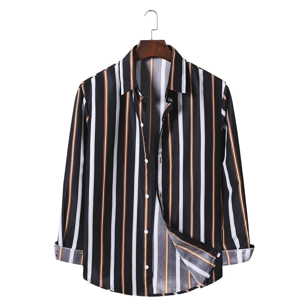 

Men Vertical Striped Button Up Shirt, Multicolor