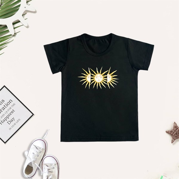 

Toddler Girls Graphic Print Crew Neck Tee, Black