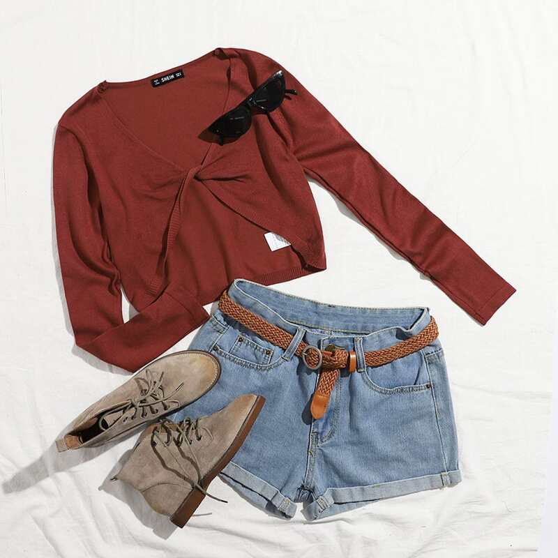 

Twist Front Crop Sweater, Redwood