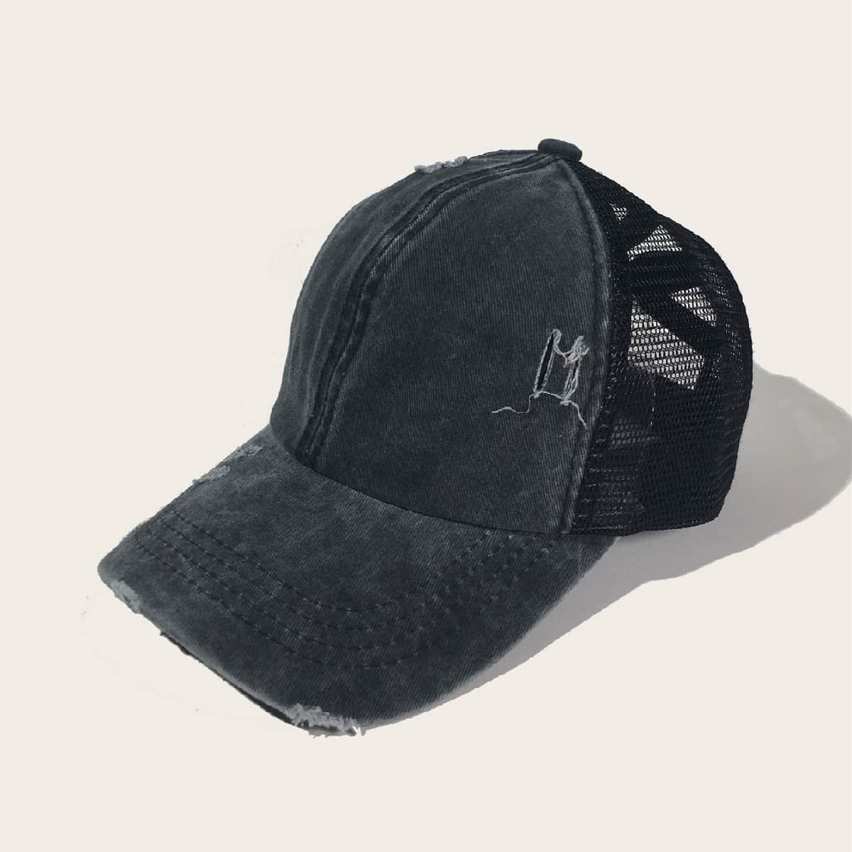 

Washed Mesh Baseball Cap, Black