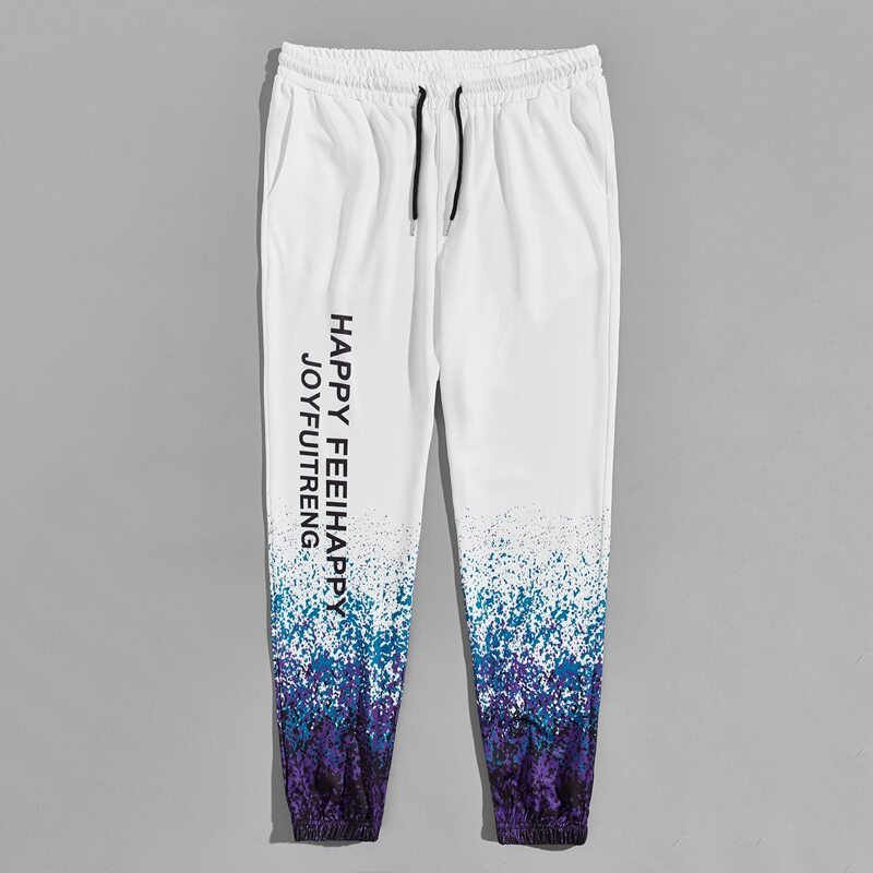 

Guys Slogan Graphic Sweatpants, Multicolor