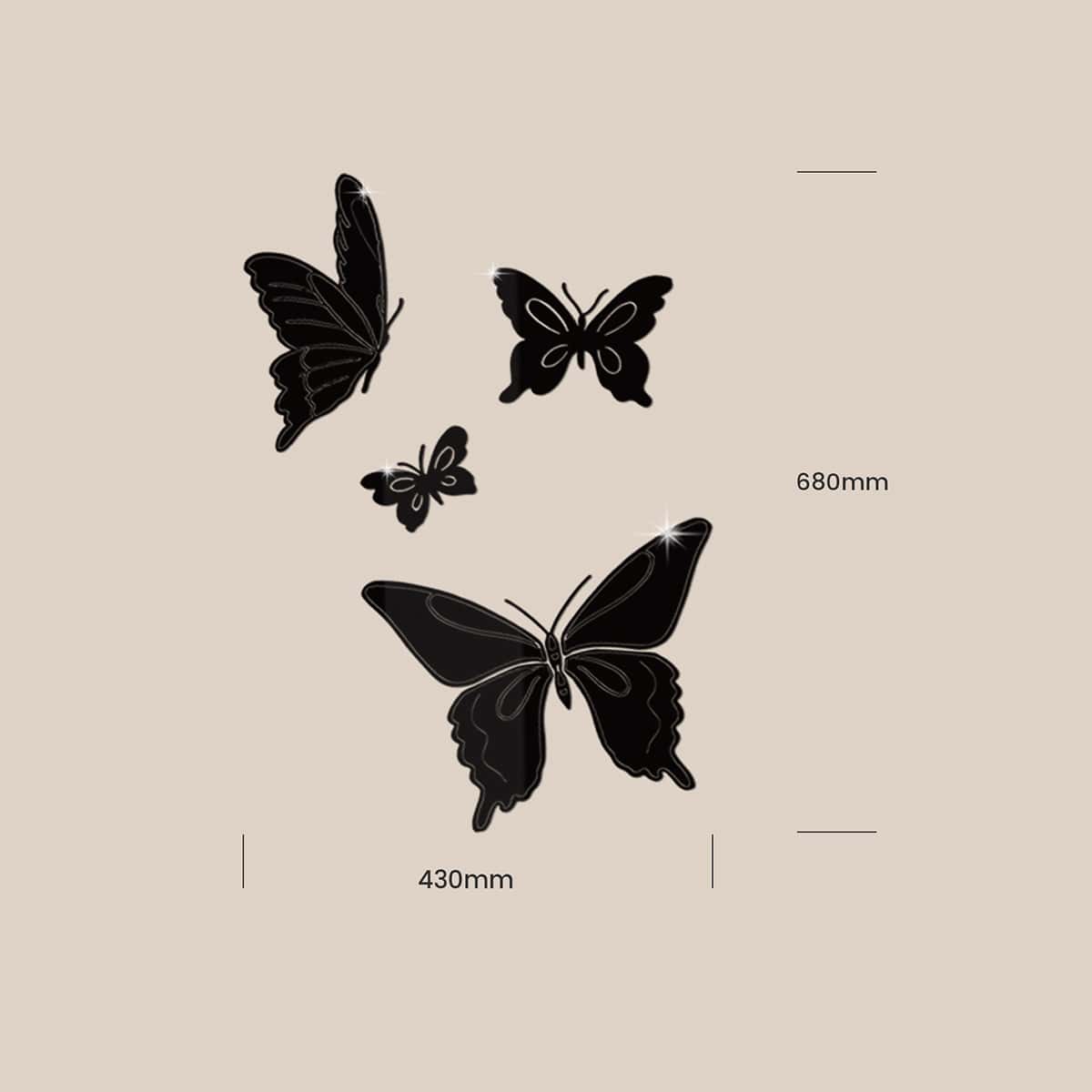 

Butterfly Shaped Mirror Surface Wall Sticker, Black
