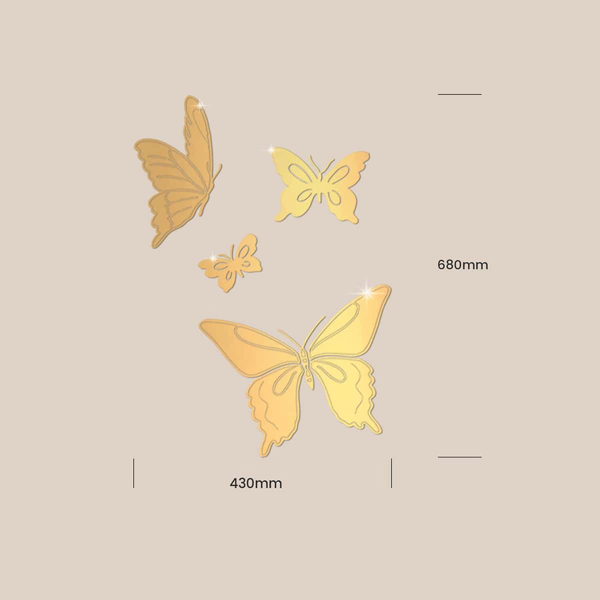 

Butterfly Shaped Mirror Surface Wall Sticker, Gold