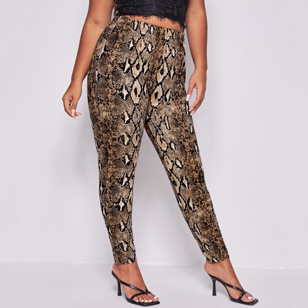 

Plus Snake Skin Print Leggings, Multicolor