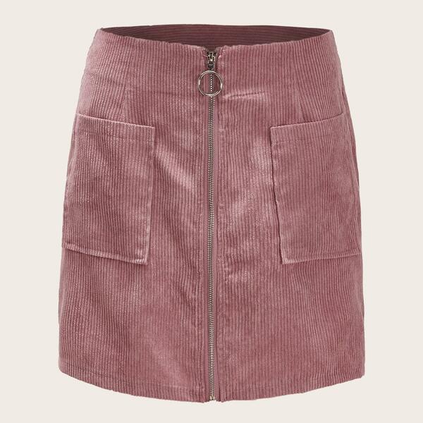 

Pocket Detail Corduroy Skirt, Dusty pink